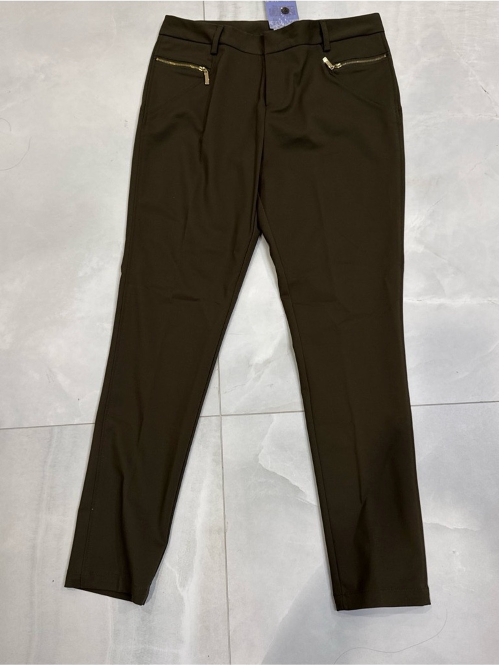 Women’s Dark Olive Green Zip-Pocket Dress Pants